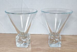 VTG Set of 2 DiSaronno Clear Melting Ice Cube Base Martini Cocktail Glasses MCM